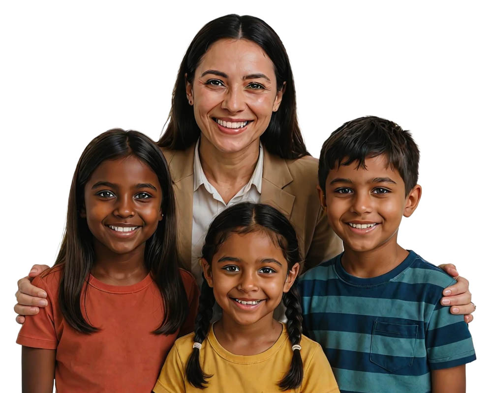Educator working with students