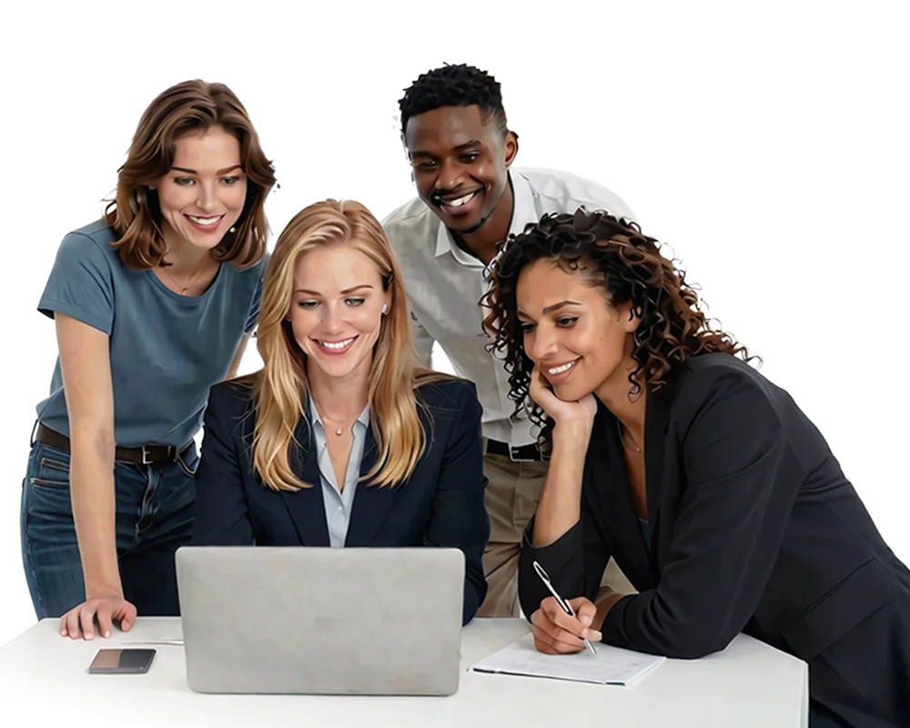 Team collaborating together
